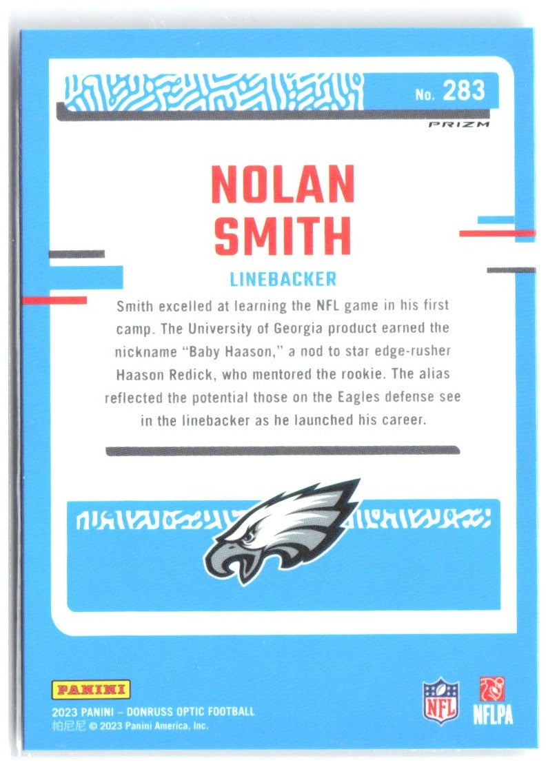 Nolan Smith Donruss Optic - Holo 283 2023 Philadelphia Eagles
