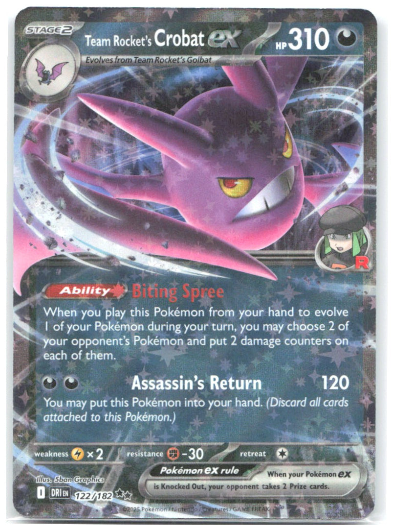 Team Rocket's Crobat ex Holo Double Rare SV10 Destined Rivals 122/182 NM matazo