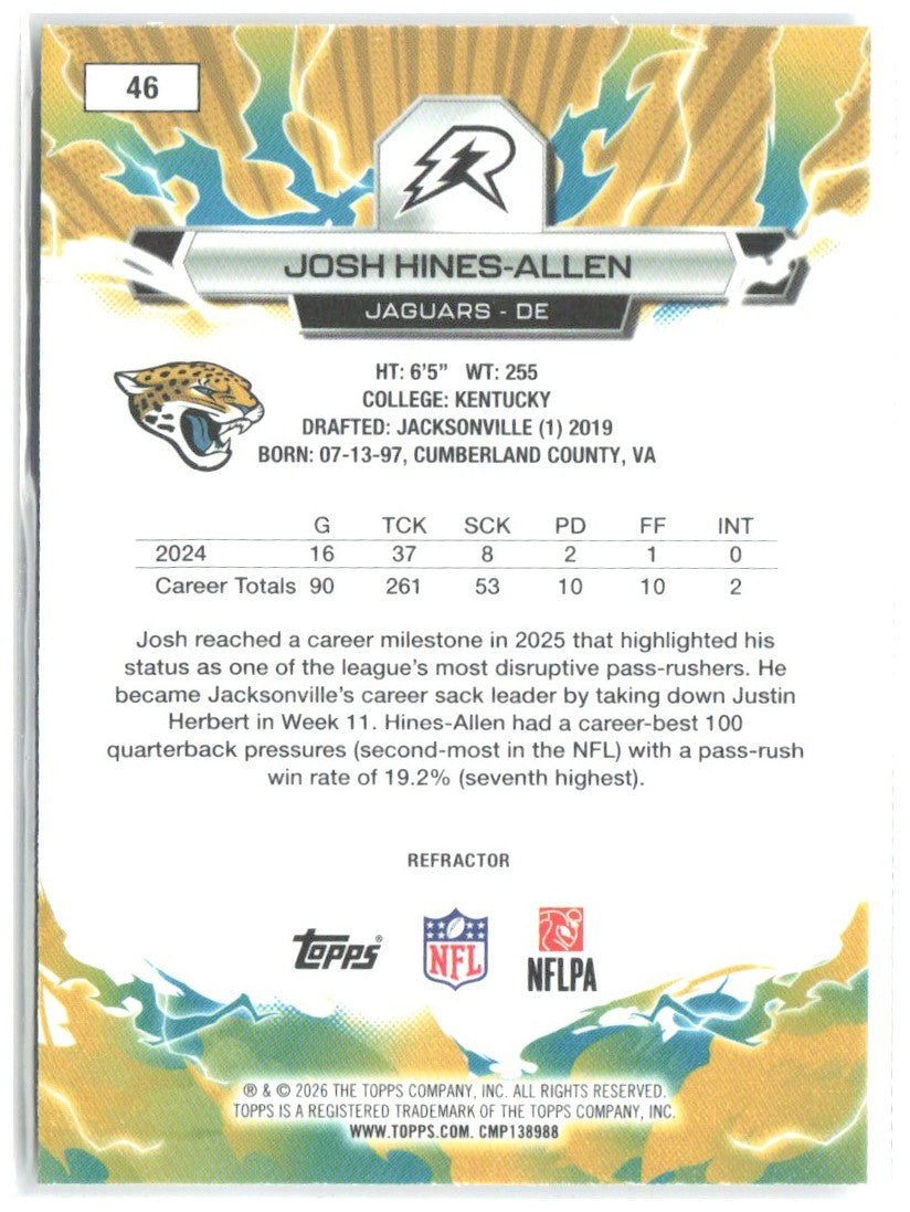 Josh Hines-Allen Topps Resurgence - Refractor 46 2025 Jacksonville Jaguars