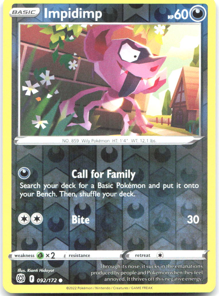 Impidimp Reverse Holo Common SWSH09 Brilliant Stars 092/172 NM