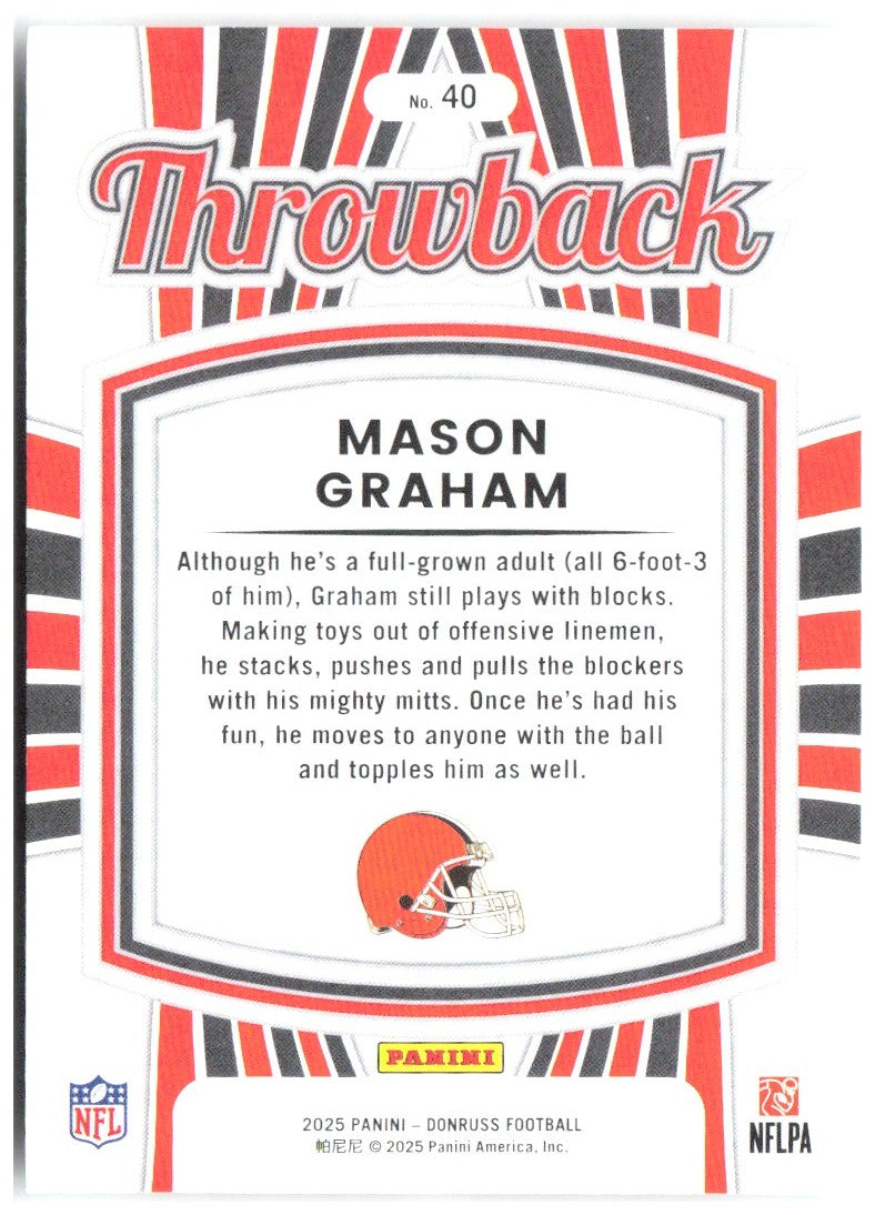 Mason Graham Donruss - Rated Rookies Throwback 40 2025 Cleveland Browns