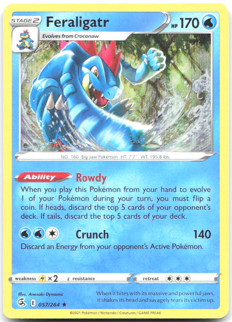 Feraligatr Holo Rare SWSH08 Fusion Strike 057/264 NM Anesaki Dynamic
