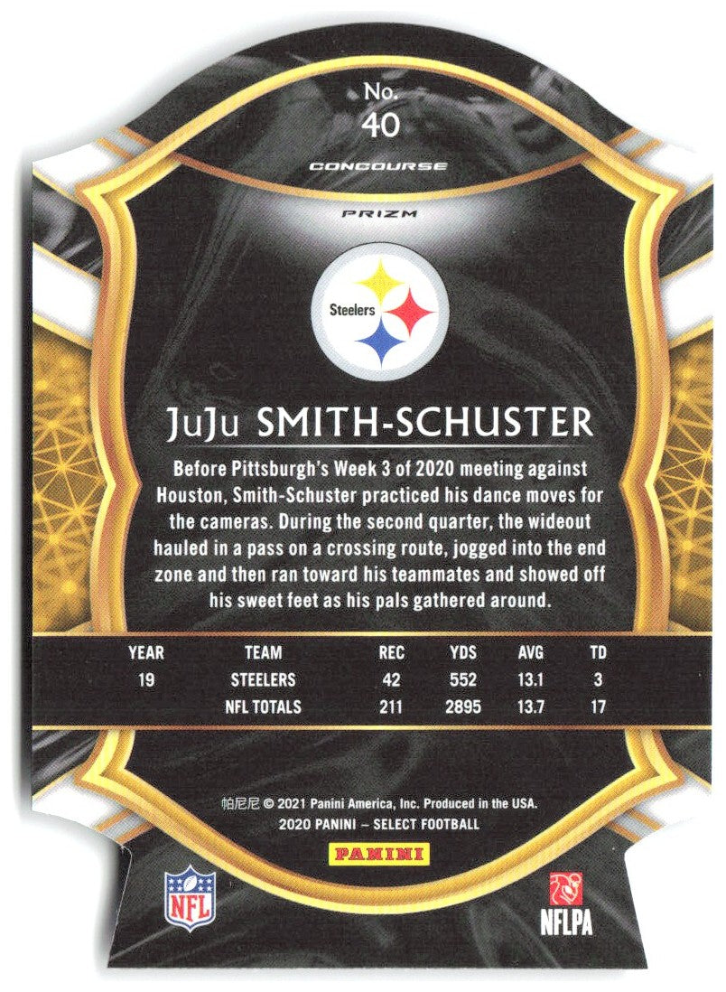 JuJu Smith-Schuster Select - Purple Prizm Die Cut 40 2020 Pittsburgh Steelers