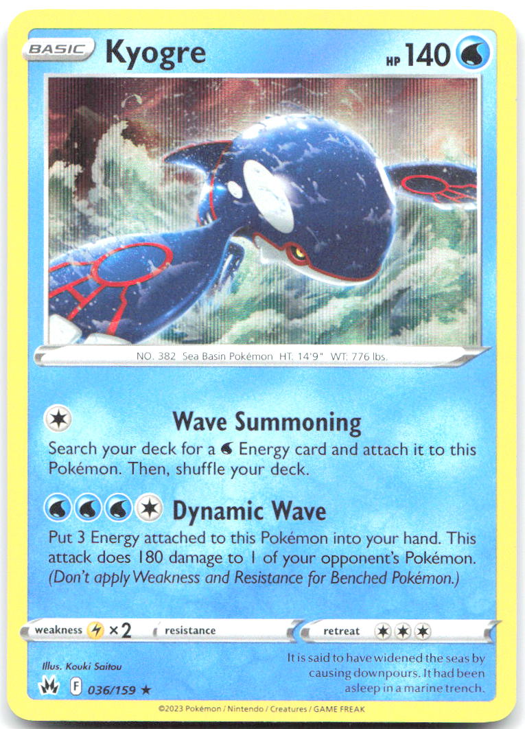 Kyogre Holo Rare SWSH Crown Zenith 036/159 NM Kouki Saitou