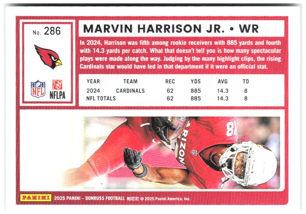 Marvin Harrison Jr. Donruss - Press Proofs Green 286 2025 Arizona Cardinals