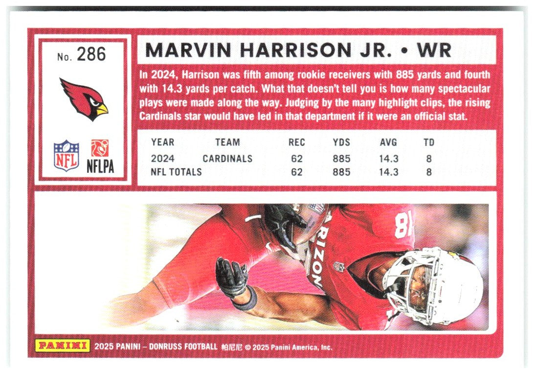 Marvin Harrison Jr. Donruss - Press Proofs Green 286 2025 Arizona Cardinals