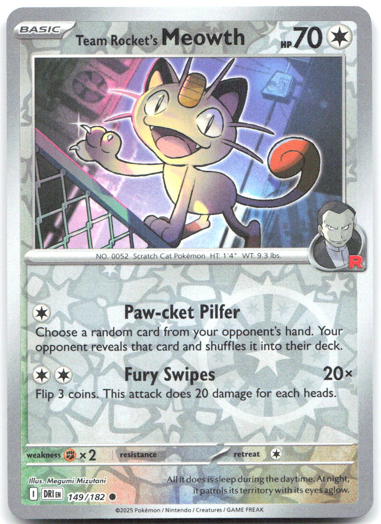 Team Rocket's Meowth Reverse Holo Common SV10: Destined Rivals 149/182 NM Oswaldo KATO