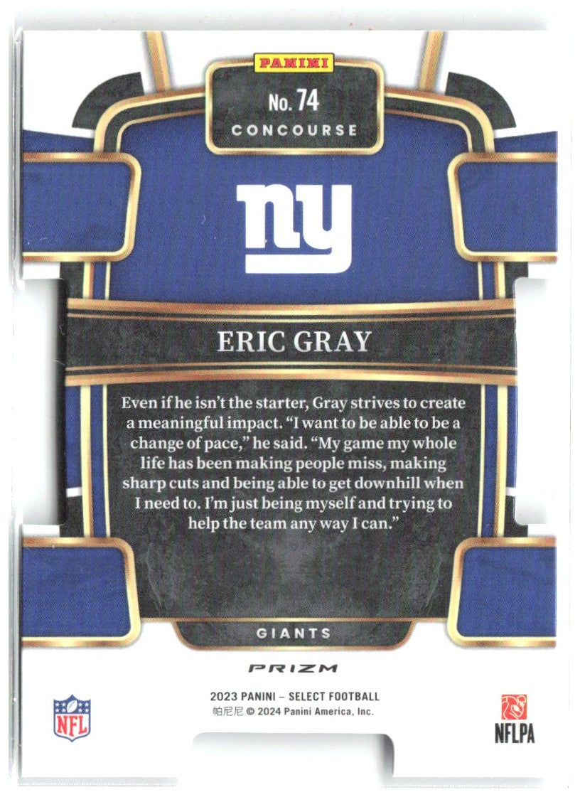 Eric Gray Panini Select - Silver Prizms Die Cuts 74 2023 New York Giants