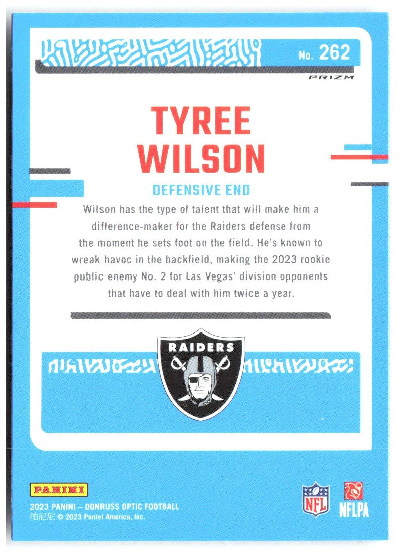 Tyree Wilson Donruss Optic - Holo 262 2023 Las Vegas Raiders
