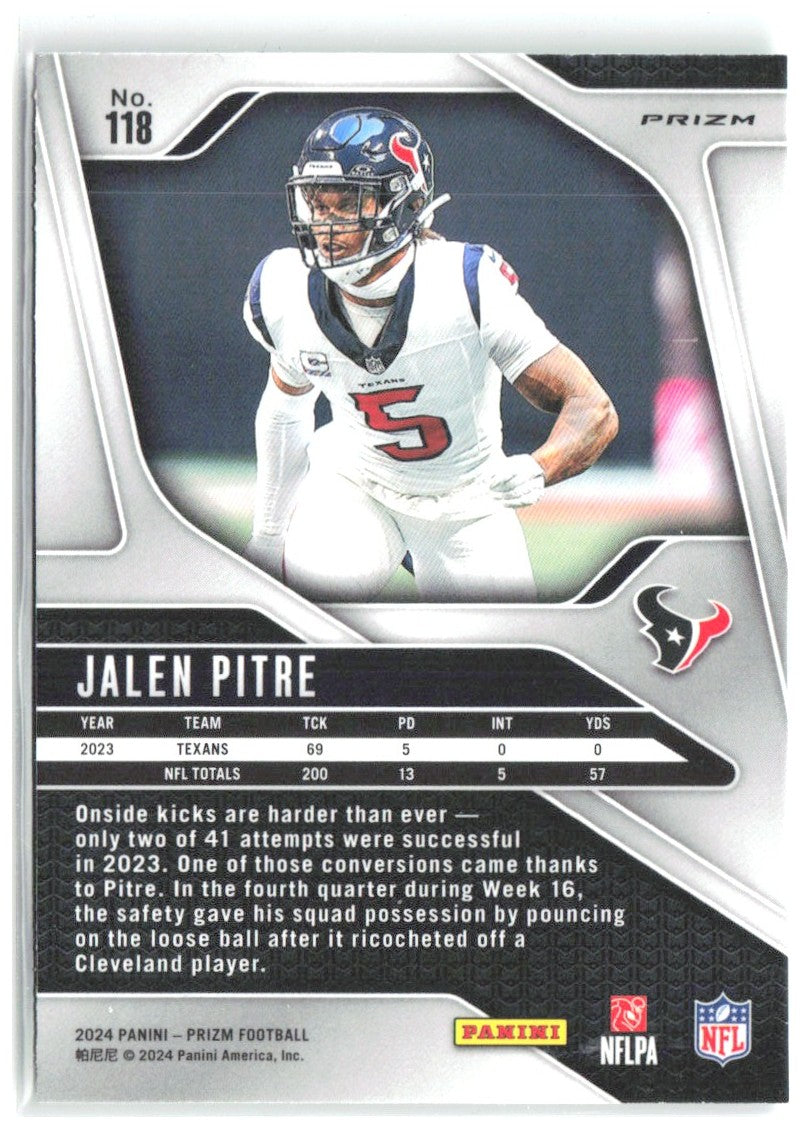 Jalen Pitre Panini Prizm - Neon Green Pulsar 118 2024 Houston Texans