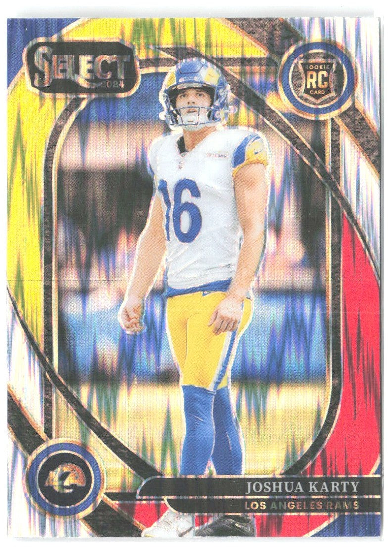 Joshua Karty Panini Select - Red & Yellow Prizm Shock 282 2024 Los Angeles Rams