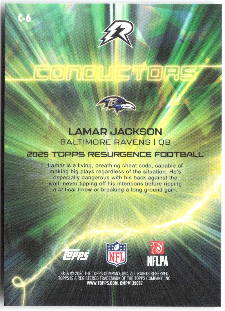 Lamar Jackson Topps Resurgence - Conductors C-6 2025 Baltimore Ravens
