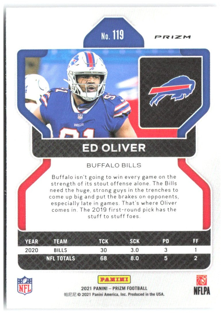 Ed Oliver Panini Prizm - Silver 119 2021 Buffalo Bills