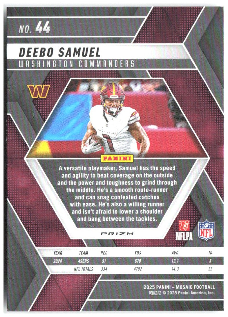 Deebo Samuel Panini Prizm - Silver 133 2025 Washington Commanders