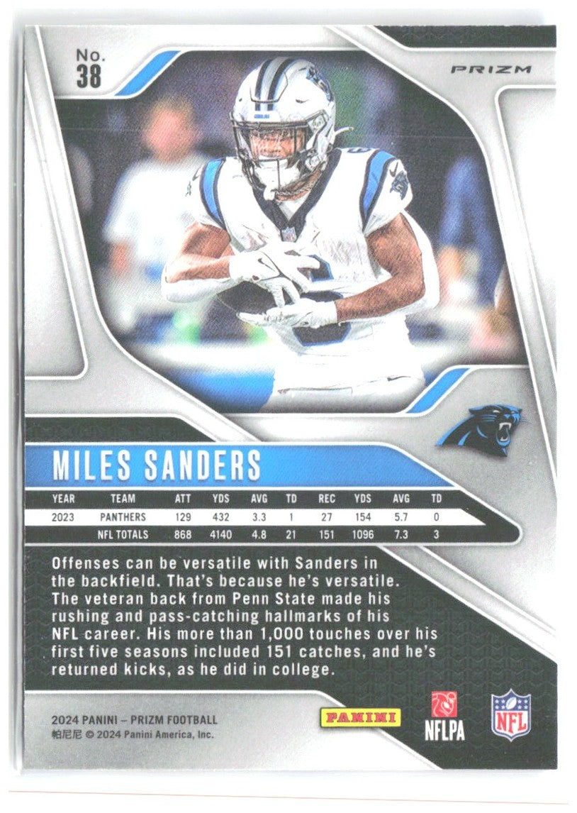 Miles Sanders Panini Prizm - Red White and Blue 38 2024 Carolina Panthers