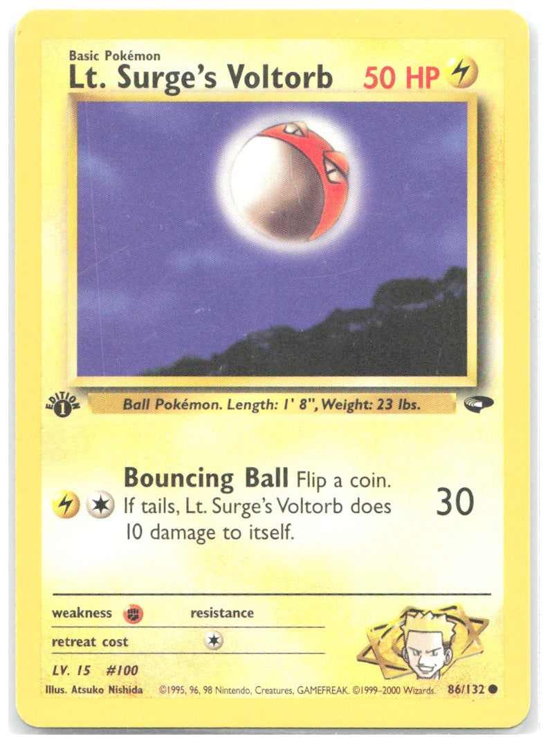 Lt. Surge's Voltorb 1st Edition Common Gym Challenge 086/132 NM Atsuko Nishida