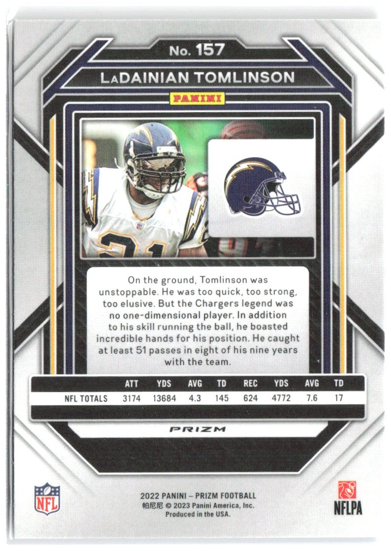 LaDainian Tomlinson Panini Prizm Red White and Blue 157 2022 San Diego Chargers