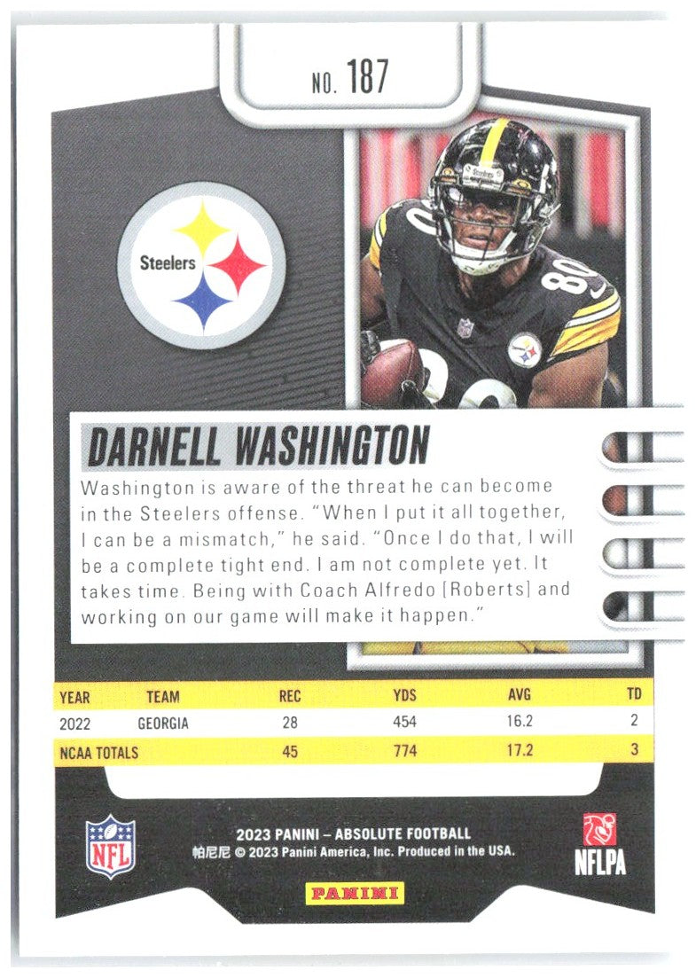 Darnell Washington Panini Absolute - Retail 187 2023 Pittsburgh Steelers RC