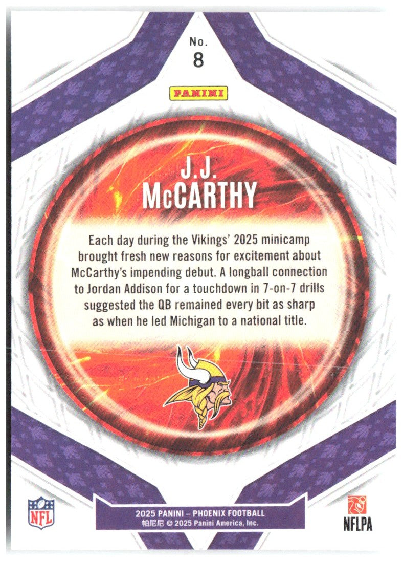 J.J. McCarthy Panini Phoenix - Paragon 8 2025 Minnesota Vikings