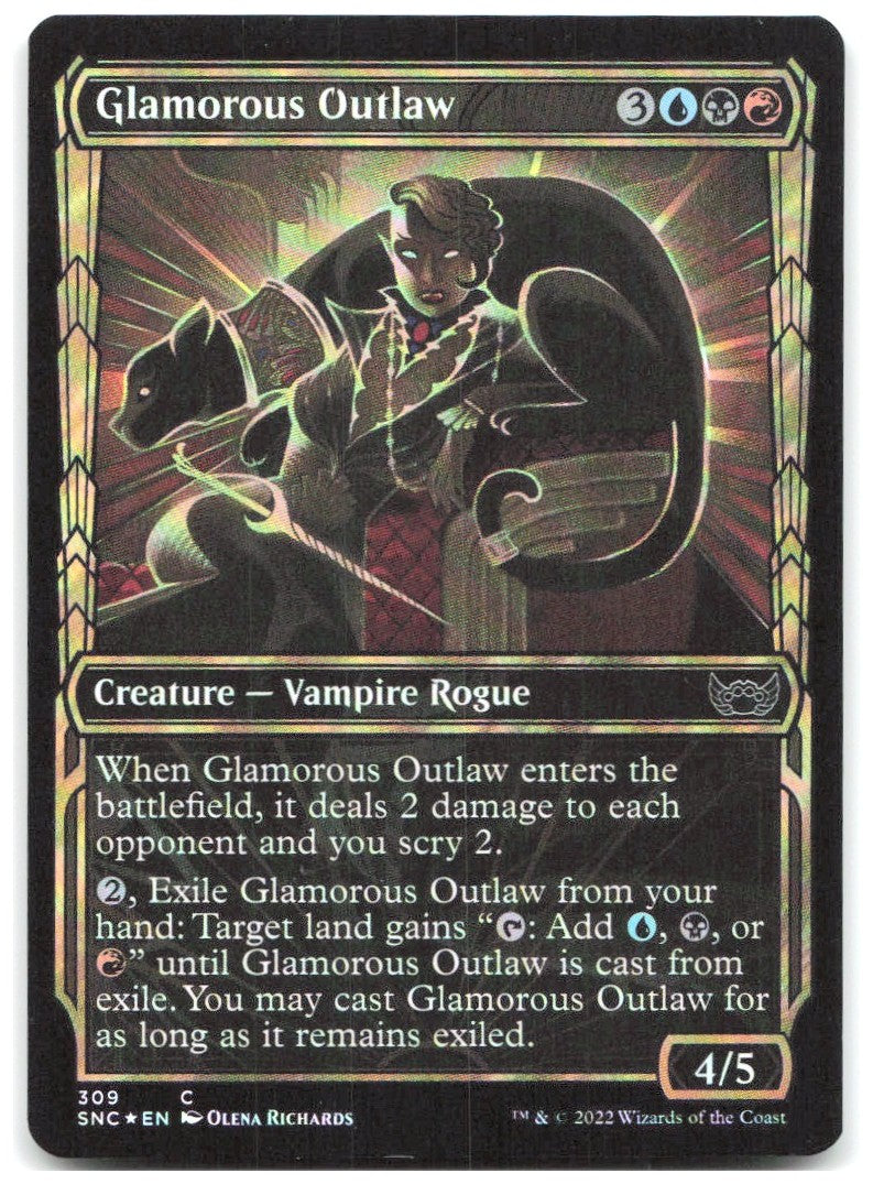Glamorous Outlaw Showcase Foil C Streets of New Capenna 309 NM Olena Richards