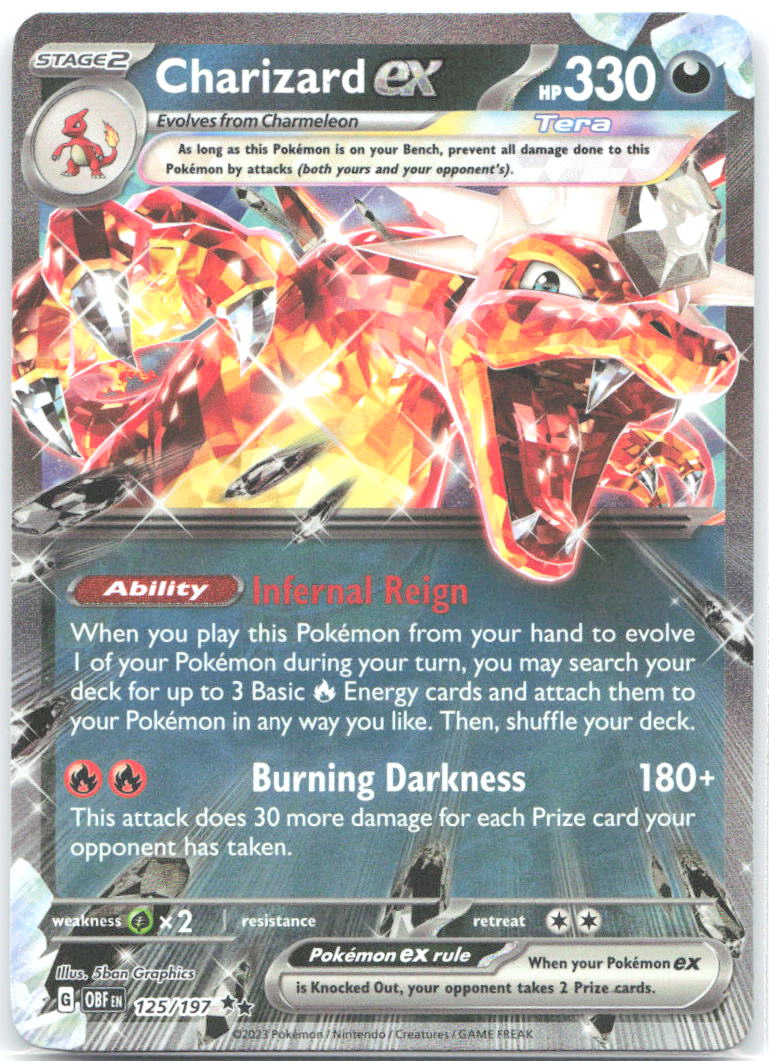 Charizard ex Holo Double Rare SV03: Obsidian Flames 125/197 NM 5ban Graphics