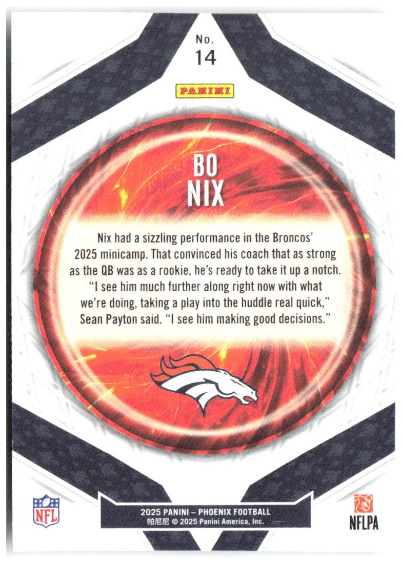 Bo Nix Panini Phoenix - Paragon 14 2025 Denver Broncos