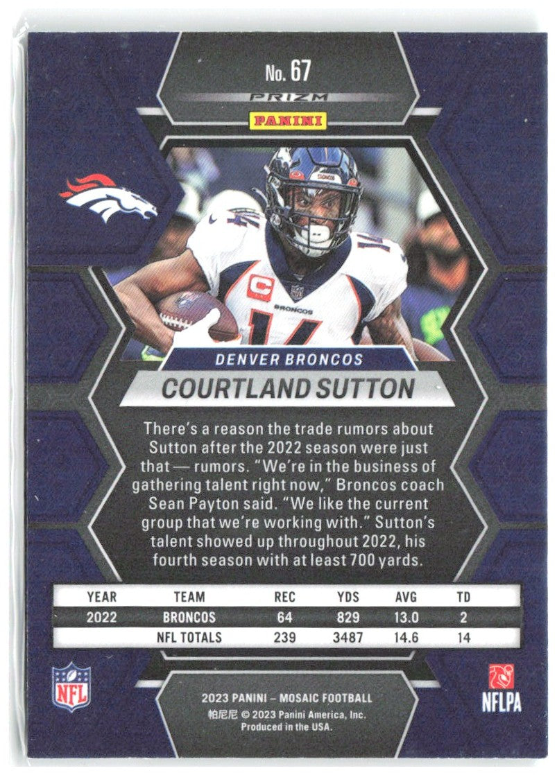 Courtland Sutton Panini Mosaic - Green Mosaic 67 2023 Denver Broncos