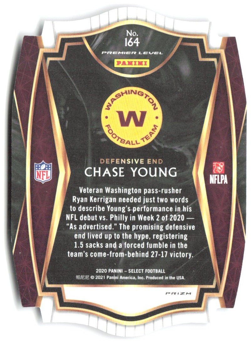 Chase Young Panini Select Purple Prizm Die Cut 164 2020 Washington Football Team