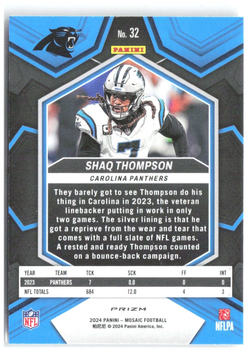 Shaq Thompson Panini Mosaic - Mosaic 32 2024 Carolina Panthers