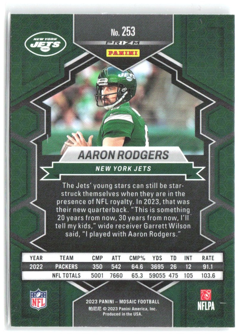 Aaron Rodgers Panini Mosaic - Mosaic 253 2023 New York Jets