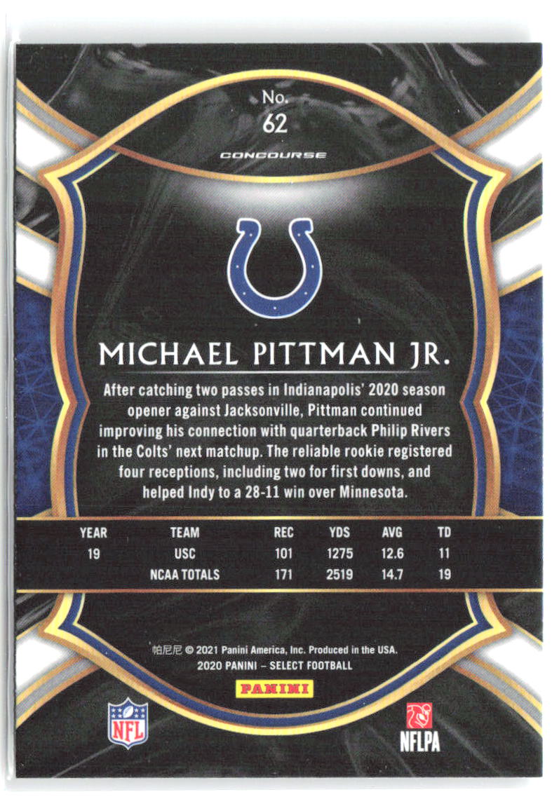 Michael Pittman Jr. Panini Select 62 2020 Indianapolis Colts RC