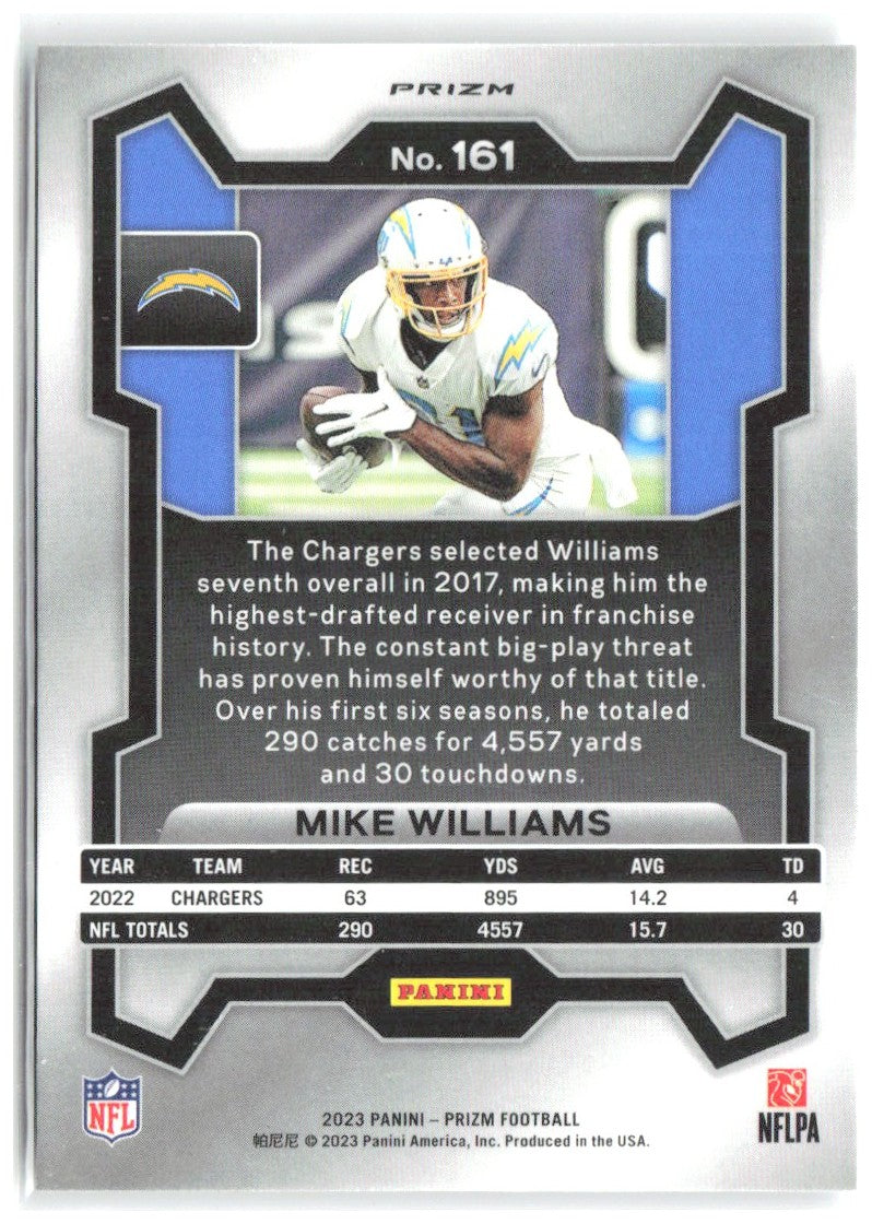 Mike Williams Panini Prizm - Silver 161 2023 Los Angeles Chargers