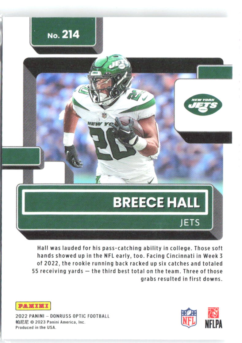 Breece Hall Donruss Optic 214 2022 New York Jets RC