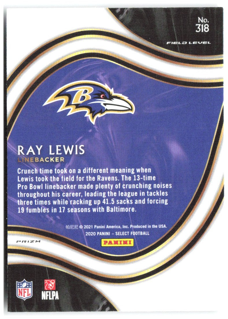 Ray Lewis Panini Select - Silver Prizm 318 2020 Baltimore Ravens
