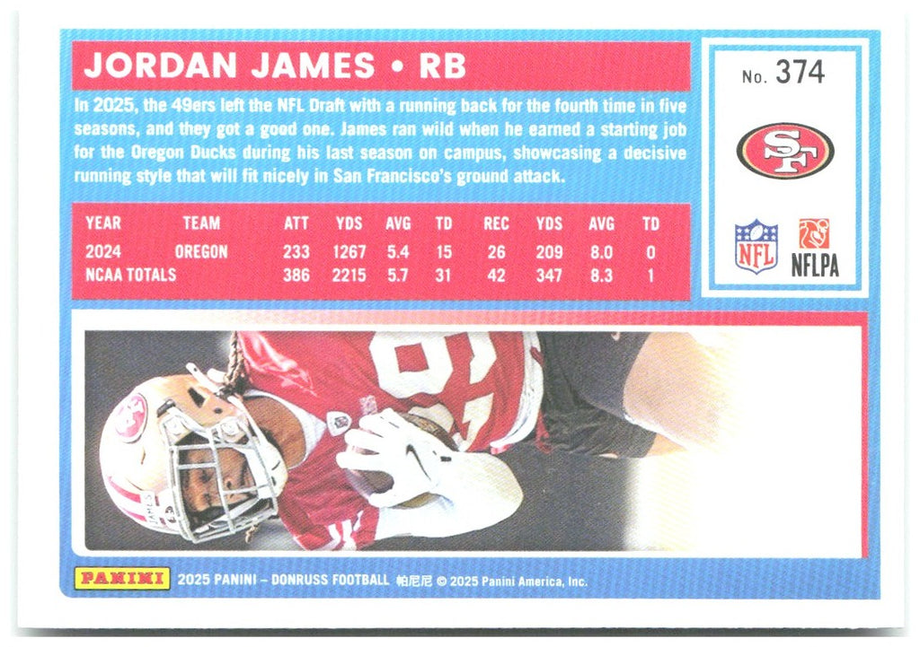 Jordan James Donruss - Press Proofs Green 374 2025 San Francisco 49ers