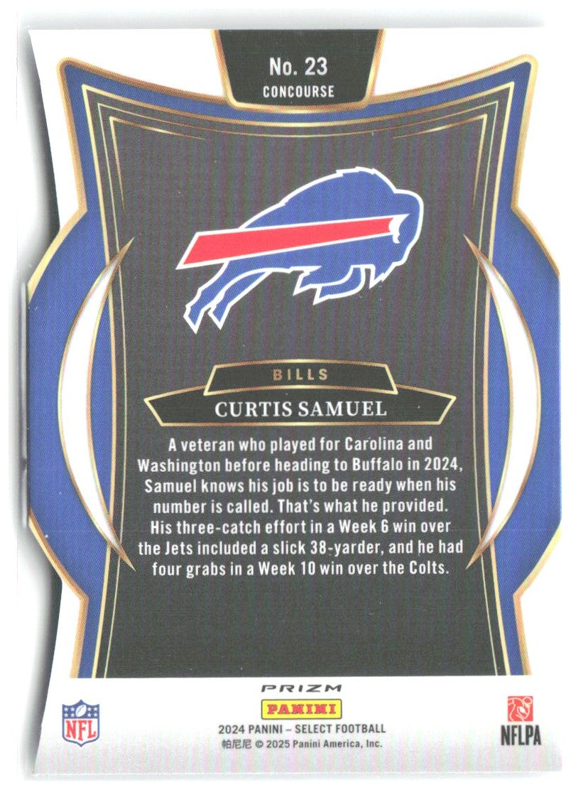 Curtis Samuel Panini Select - Silver Prizm Die Cut 23 2024 Buffalo Bills