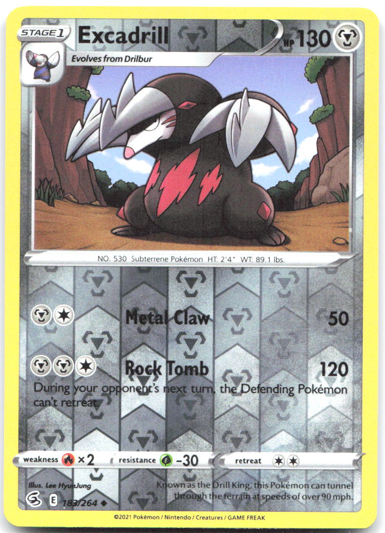Excadrill Reverse Holo Uncommon SWSH08 Fusion Strike 183/264 NM Lee HyunJung