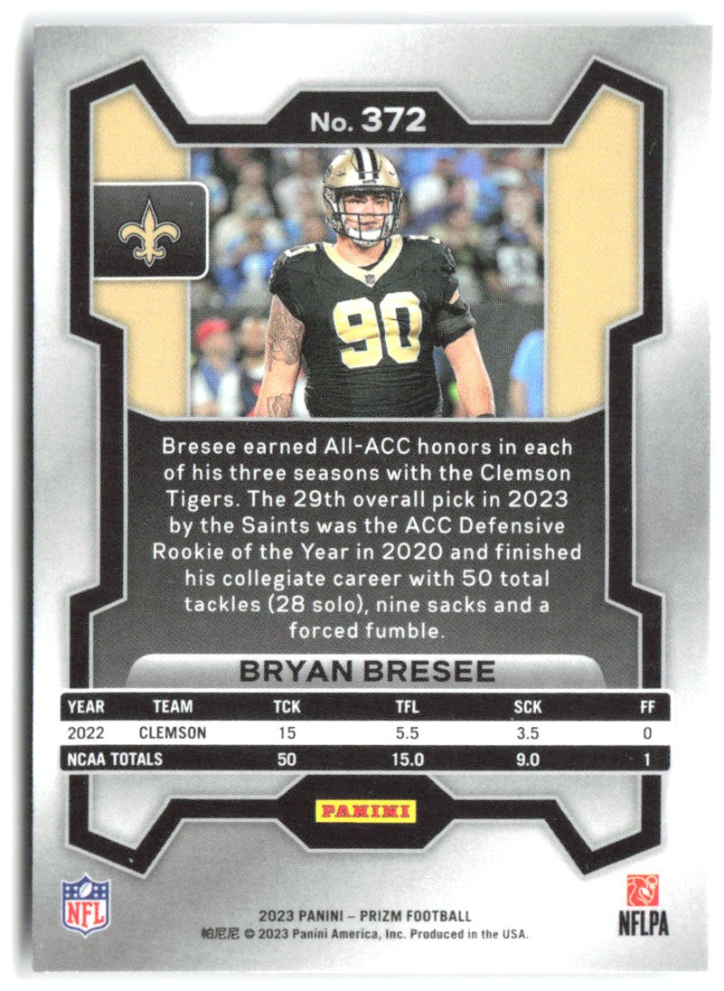 Bryan Bresee Panini Prizm 372 2023 New Orleans Saints RC