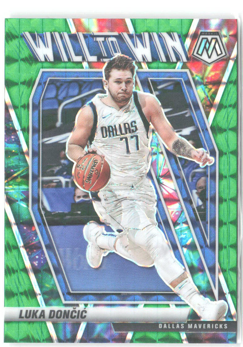 Luka Doncic Panini Mosaic - Will to Win Mosaic Green 12 2020-21 Dallas Mavericks