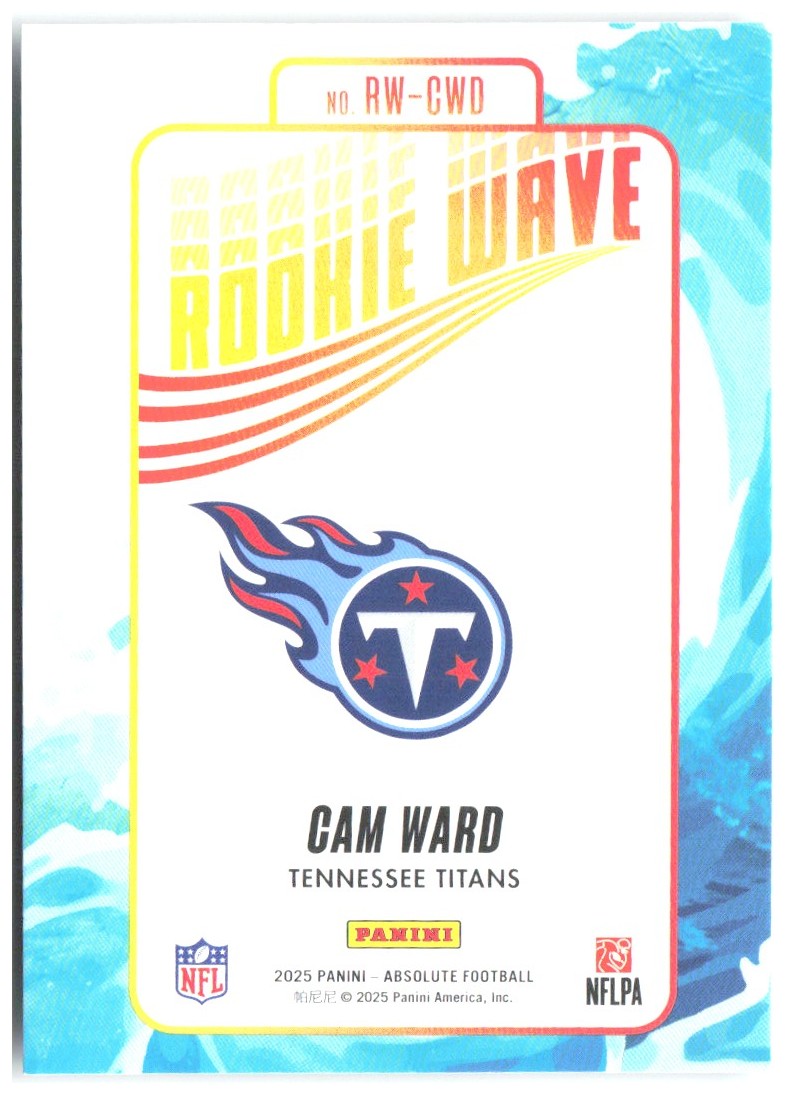 Cam Ward Panini Absolute - Rookie Wave RW-CWD 2025 Tennessee Titans