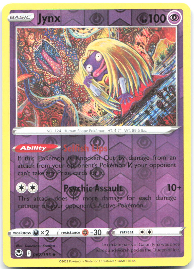 Jynx Reverse Holo Uncommon SWSH12 Silver Tempest 062/195 NM Tomokazu Komiya