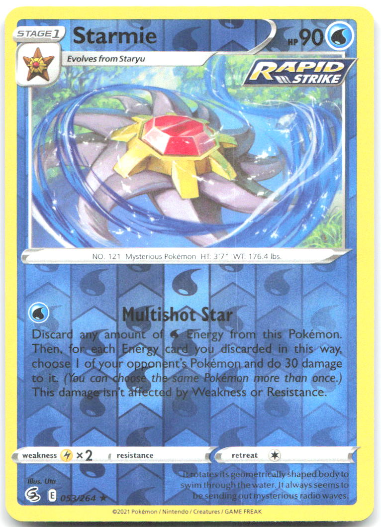 Starmie Reverse Holo Holo Rare SWSH08 Fusion Strike 053/264 NM Uta