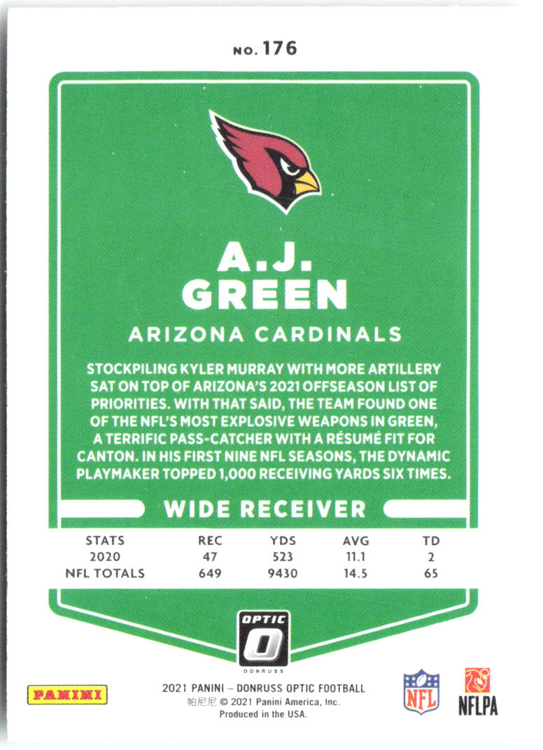 A.J. Green Donruss Optic 176 2021 Arizona Cardinals