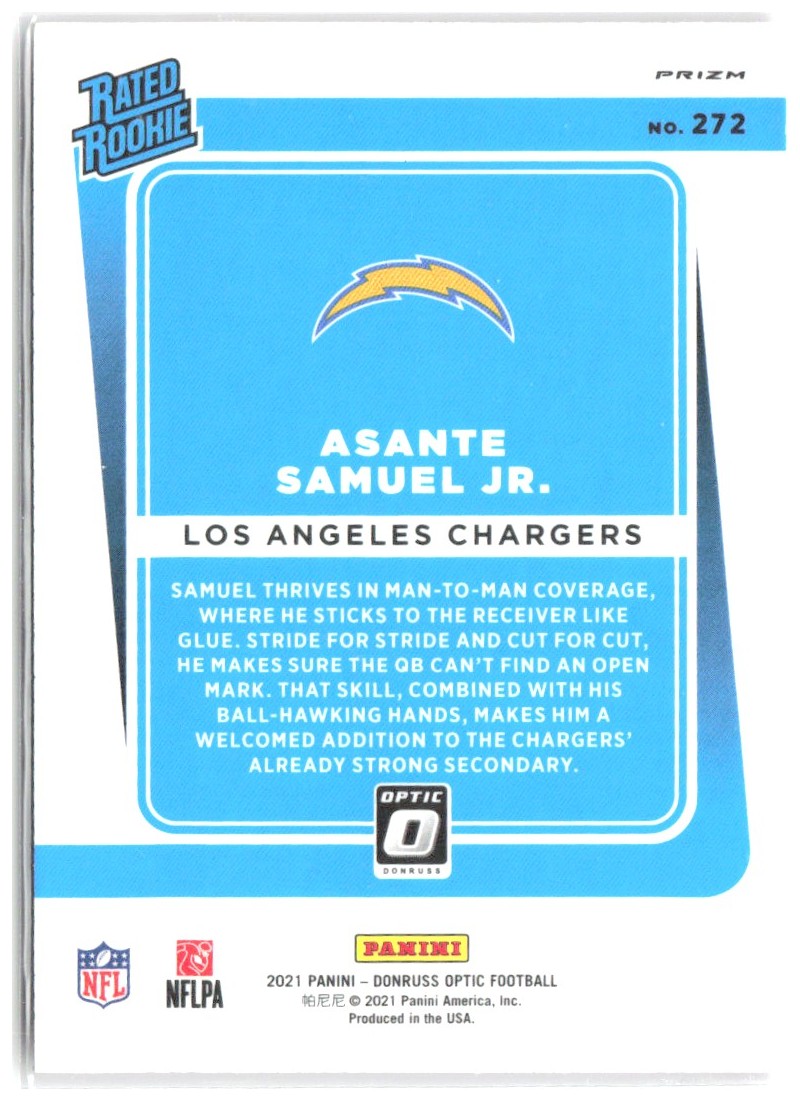 Asante Samuel Jr. Donruss Optic - Pink 272 2021 Los Angeles Chargers