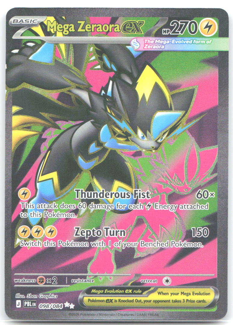 Mega Zeraora ex Holo Ultra Rare ME05: Pitch Black 098/084 NM 5ban Graphics