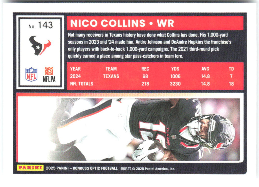Nico Collins Donruss Optic 143 2025 Houston Texans