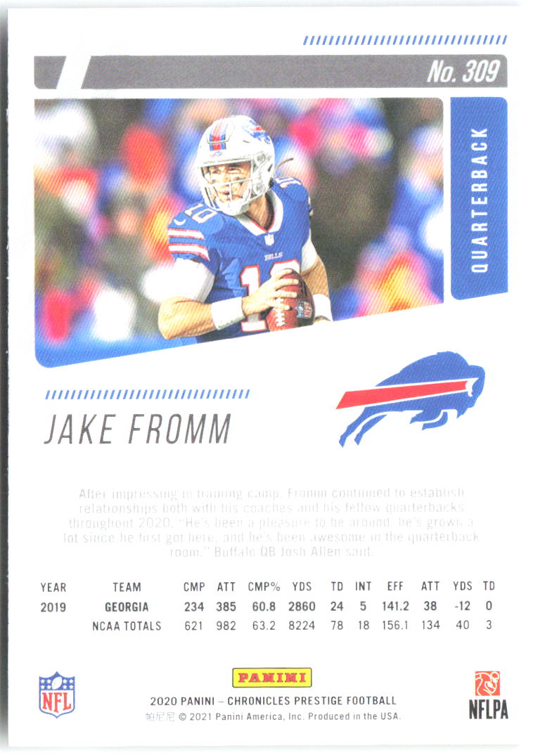 Jake Fromm Panini Chronicles - Prestige Rookies Update 309 2020 Buffalo Bills