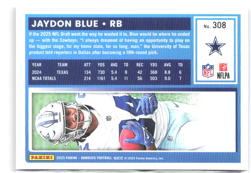 Jaydon Blue Donruss - Press Proofs Red 308 2025 Dallas Cowboys