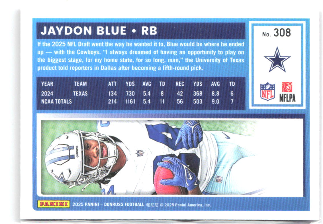 Jaydon Blue Donruss - Press Proofs Red 308 2025 Dallas Cowboys