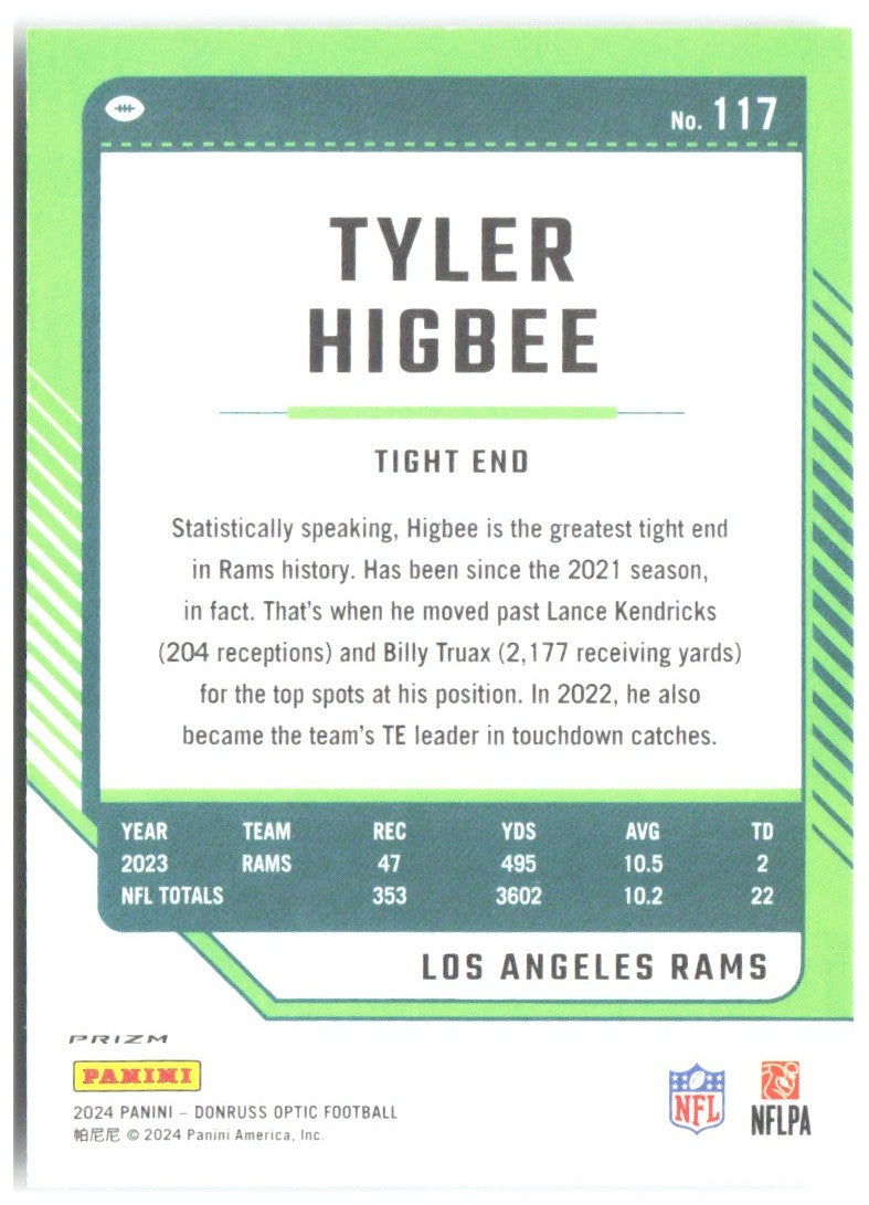 Tyler Higbee Donruss Optic - Holo 117 2024 Los Angeles Rams
